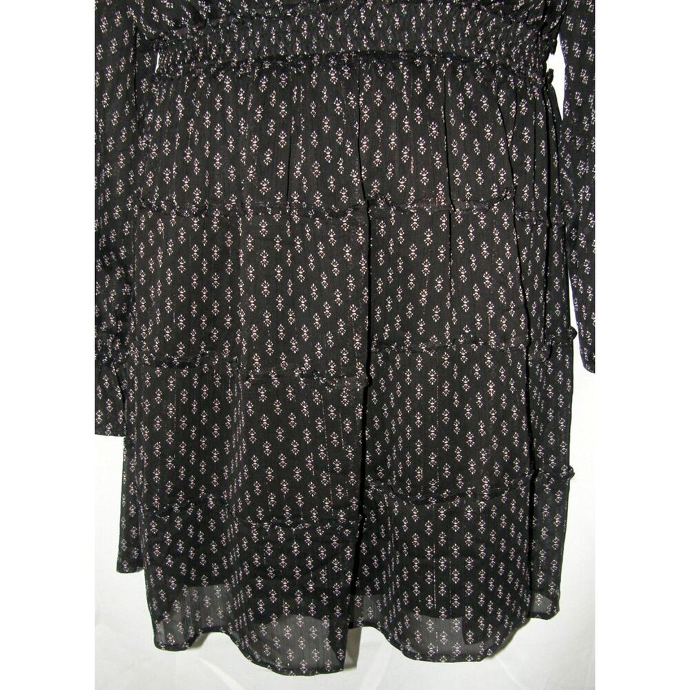 NWT Sparkly Black Print Plus Sz 2X Lined Tiered Knee Length Dress Pockets TORRID - Picture 6 of 8